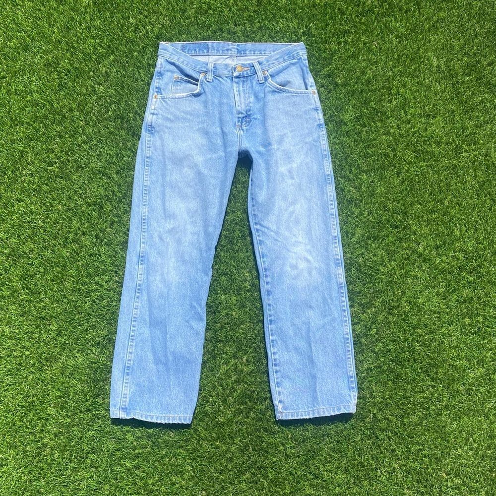 90s Vintage Wrangler Straight Leg Denim Blue Jeans 30x30 Womens 27 28 29